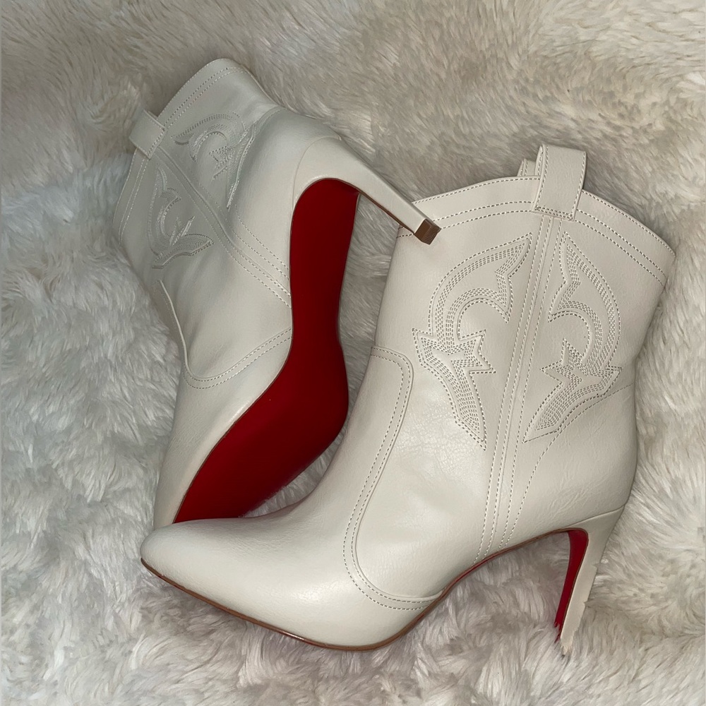 BCBGenerations cowgirl boots with Christian Louboutin red bottom paint! NWOT